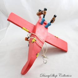 Große Goofy DISNEY Flugzeug rote Figur Harz Goofy im Flugzeug 35 cm