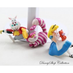 Ensemble de 3 mini figurines Alice au Pays des Merveilles DISNEY décoration verre Alice Lapin blanc Cheshire