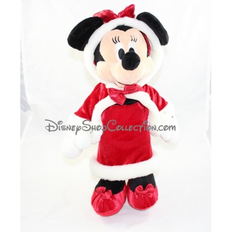 Peluche Minnie DISNEY STORE Noël robe manteau rouge 42 cm