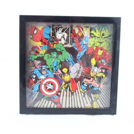 Cadre Comics image Marvel noir super héros encadré noir 26 cm