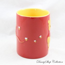 Winnie Becher mit Prägung DISNEY STORE Exklusiv Puuh! Biene Rot Gelb Becher 3D Keramik 13 cm