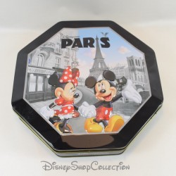 Boîte en fer Mickey Minnie DISNEYLAND PARIS Tour Eiffel boite à biscuits octogonale 27 cm