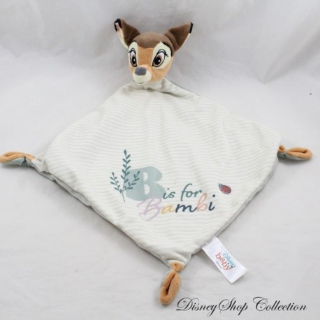 Doudou plat Bambi DISNEY Baby losange Bis for Bambi beige vert 40 cm