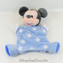 Doudou marionnette Mickey Mouse DISNEY BABY bleu blanc étoiles