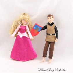 Set of 2 Prince Philippe and Aurora mini dolls DISNEY STORE Sleeping Beauty 15 cm