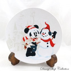 Plato de Mickey DISNEY STORE Walt's Holiday Lodge nieve Navidad 20 cm