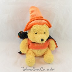 Peluche Winnie l'ourson DISNEYLAND PARIS Halloween chat noir chapeau orange Disney 23 cm