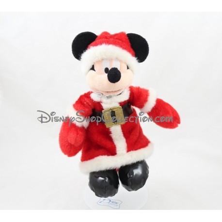 Peluche Noël Mickey DISNEY STORE Mickey en Père Noël avec sa hotte 43 cm 
