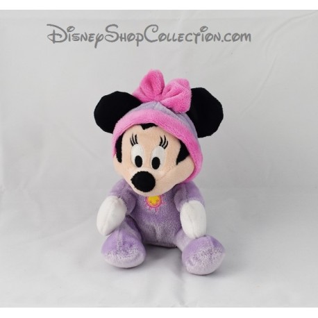 Peluche NICOTOY Disney de Minnie sentada mono pijama morado 18 cm