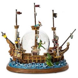 Snowglobe musical Peter Pan DISNEYLAND bateau snow globe boule à neige 30 cm