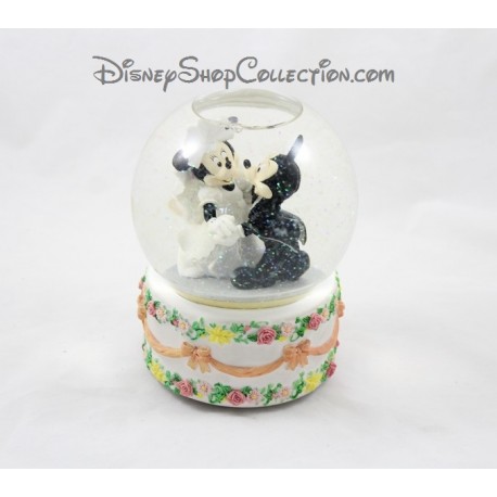 Snow globe musical Mickey Minnie DISNEY mariage Wedding cake boule à neige 22 cm