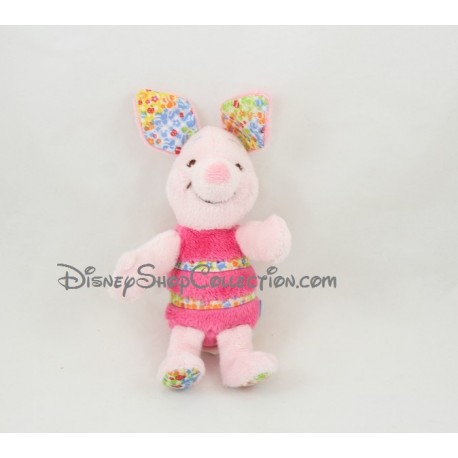 Doudou Plat Ours Winnie L'ourson DISNEY STORE satin rose "Lots of love Pooh & friends"