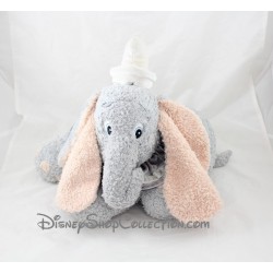 Peluche éléphant Dumbo DISNEY STORE gris allongé col gris 33 cm
