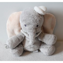 Elefante de peluche Dumbo DISNEY STORE bebé gris beige cuello blanco 18 cm