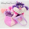 Peluche chat Cheshire NICOTOY Disney Alice aux pays des merveilles sac rose 25 cm