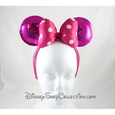 Serre-tête Minnie DISNEYPARKS oreilles de Minnie Mouse noeud rose sequins