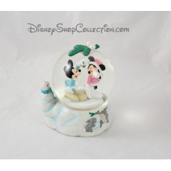 Snow globe Mickey Minnie DISNEY STORE mistletoe rabbit snowman snowball 14 cm