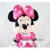 Peluche Minnie DISNEYLAND PARIS classique robe rose pois blanc satinée Disney 40 cm