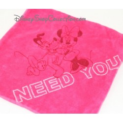 Doudou plat Minnie et Pluto DISNEY Need You carré rose 4 noeuds