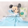 Doudou mouchoir Mickey DISNEY STORE satin bleu Disney Baby 13 cm