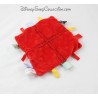 Doudou Mickey DISNEY NICOTOY cuadrados tejidos etiquetas plano rojo 19 cm