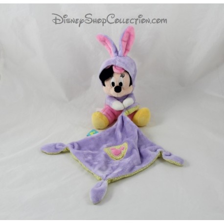 Minnie DISNEY NICOTOY Hooded Mouse Blanket Dressed as Bunny and Purple Handkerchief