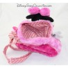 Backpack stuffed Minnie DISNEYLAND PARIS pink heart flowers 30 cm