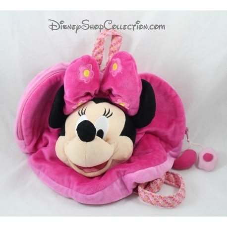 Backpack stuffed Minnie DISNEYLAND PARIS pink heart flowers, 35 cm