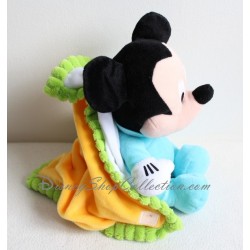 Plüsch Mickey DISNEY Baby mit Wolkendecke blau orange grün 29 cm