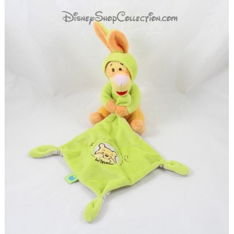 Doudou NICOTOY de Tigger disfrazado de conejo verde con pañuelo Disney