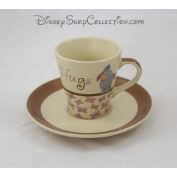 Cup coffee Eeyore DISNEY STORE with ceramic saucer I Love Hugs
