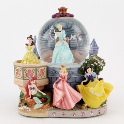 Snow globe musikalische Prinzessin DISNEY Cinderella, Belle, Ariel, Aurora, Blanche Neige Burg Kugel Schnee 24 cm