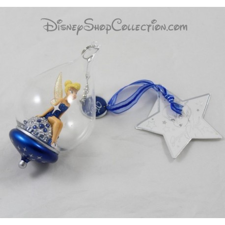 Ball glass DISNEYLAND PARIS blue Tinkerbell Christmas 25th anniversary Disney 13 cm