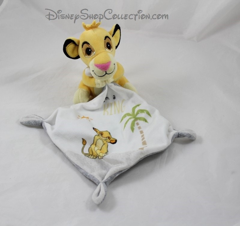Doudou Simba Roi Lion Mouchoir Blanc Imprimé tetes Plumes The Lion King Disney 