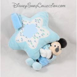 Peluche musical baby Mickey DISNEY STORE estrella azul 22 cm