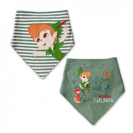Peter Pan DISNEY STORE lot of 2 khaki bibs baby bandana bibs