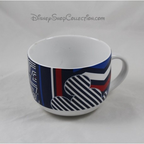 Rayas de Mickey DISNEYLAND PARIS azul blanco rojo taza cerámica