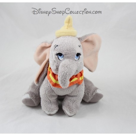 Peluche éléphant Dumbo DISNEY NICOTOY gris col jaune orange 19 cm