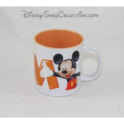 Mug Mickey DISNEYLAND PARIS letter M orange white ceramic mug Disney
