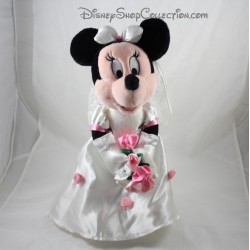 Peluche Minnie DISNEYLAND PARIS sposato bouquet di rosa collezione da sposa Disney 36 cm