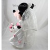 Peluche Minnie DISNEYLAND PARIS mariée bouquet de rose collection Mariage Disney 36 cm