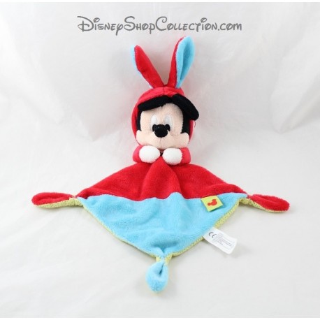Doudou plana NICOTOY DISNEY Mickey disfrazado de nudos de 3 con capucha azul conejo rojo