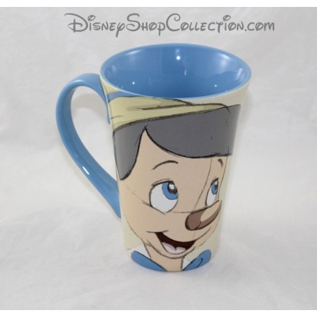 Mug haut DISNEY STORE Pinocchio Jiminy Cricket beige bleu tasse 14 cm