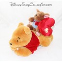 Plush Winnie the Pooh DISNEY STORE with Roo on his back heart 32 cm