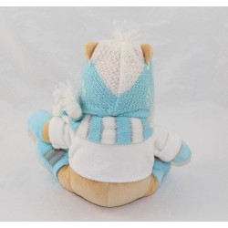 Peluche Winnie the Pooh DISNEY STORE invierno sombrero guantes bufanda azul de copo de nieve de 22 cm