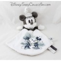 Doudou plat Minnie NICOTOY Disney gris blanc 28 cm