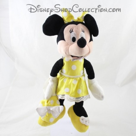 Peluche Minnie NICOTOY Disney robe jaune à pois blanc sac à main 30 cm