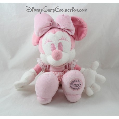 Minnie DISNEY STORE vestido gingham blanco rosa 29 cm