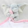 Doudou elefante Dumbo DISNEY STORE gris pañuelo bebé rosa y blanco